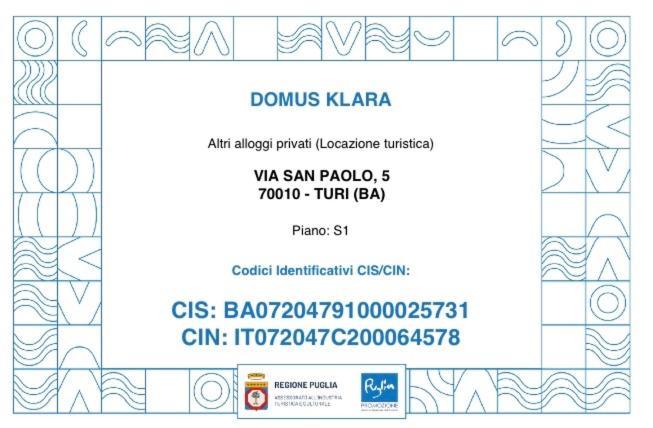 Bed and Breakfast Domus Klara Turi Esterno foto